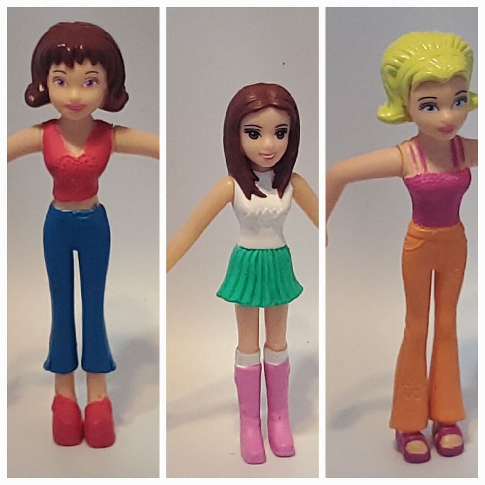Polly Pocket Happy Meal Toy Lot 3 Dolls Figures 2006 & 08